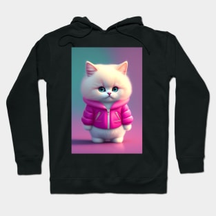 Adorable Cat Illustration- Modern Digital Art Hoodie